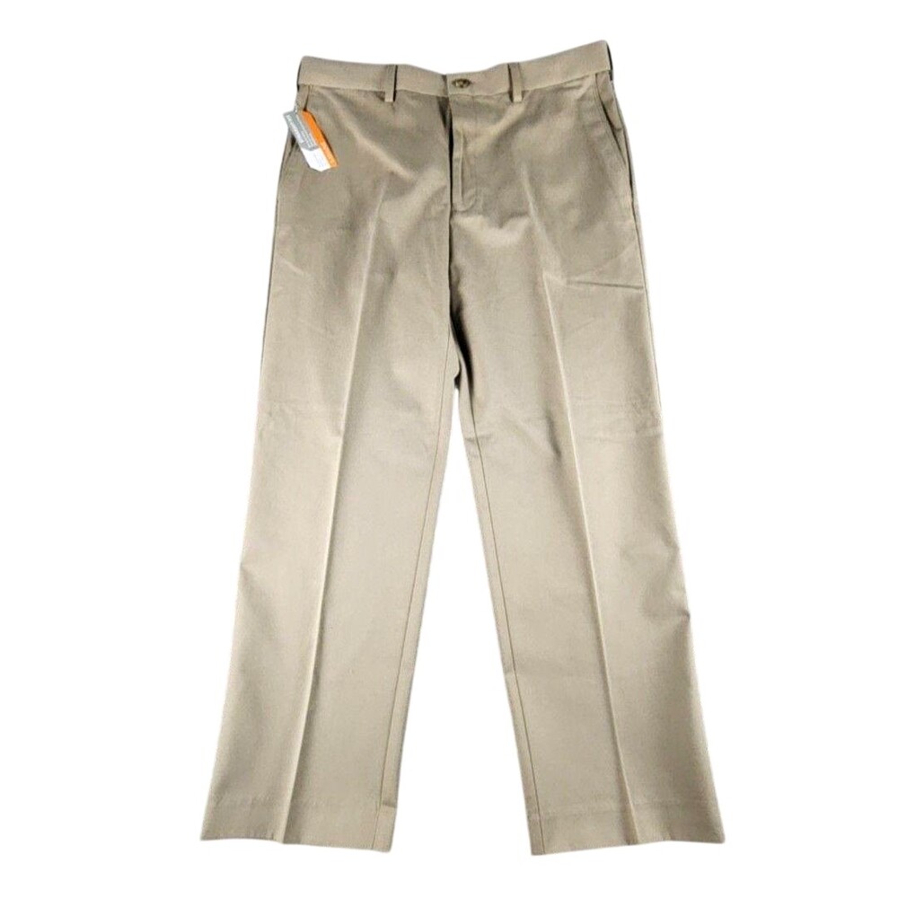 Savane Pants Mens 36x29 Fawn Dress Khaki Straight Fit Flex Waist Easy Care